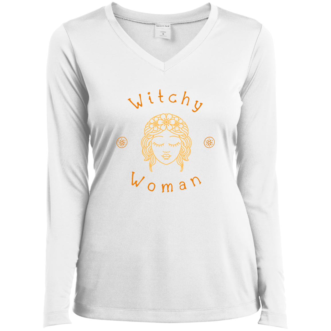 "Witchy Woman" - Halloween Spirit Long Sleeve Performance V-Neck Tee