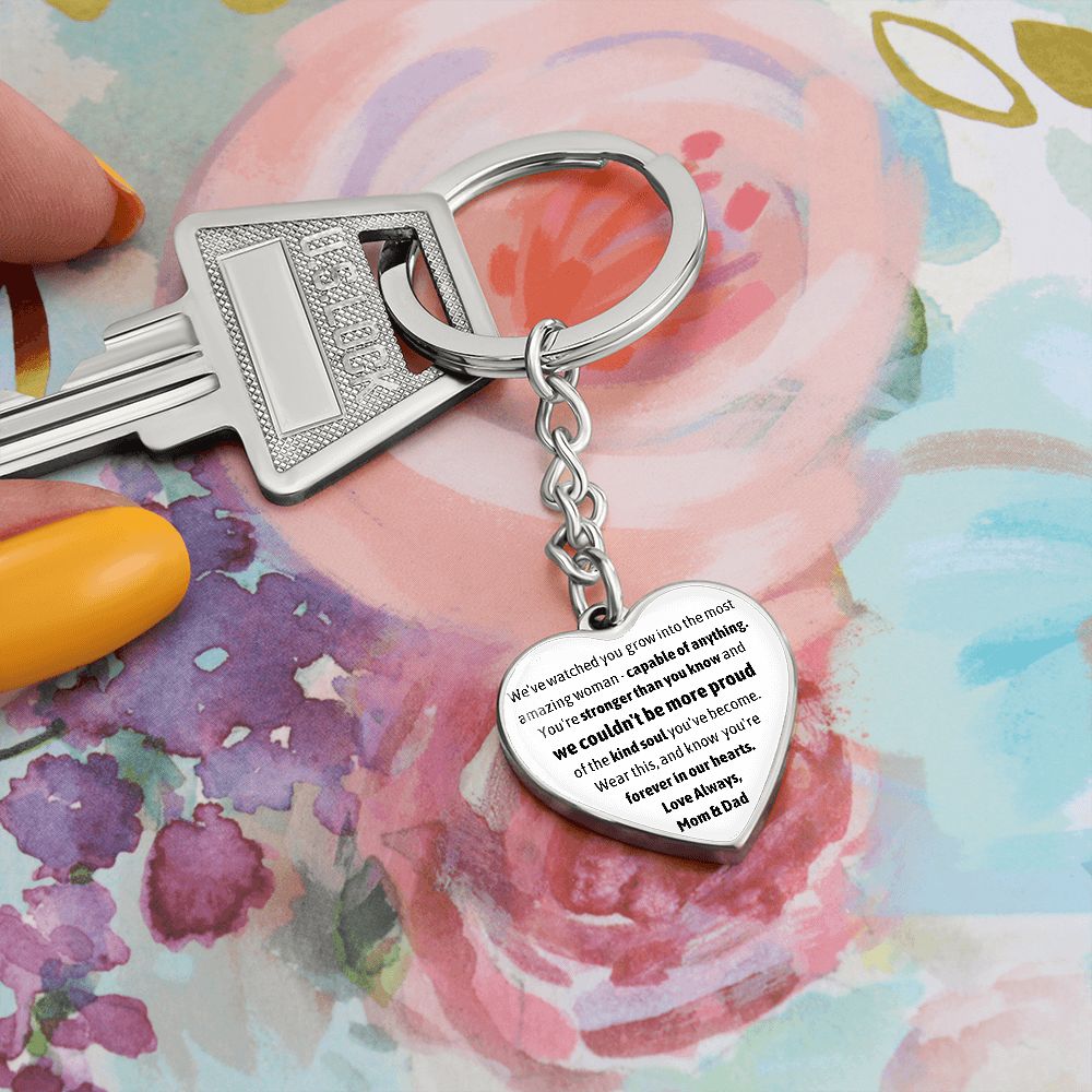 Forever in our hearts - Love Always - Mom & Dad Heart Keychain