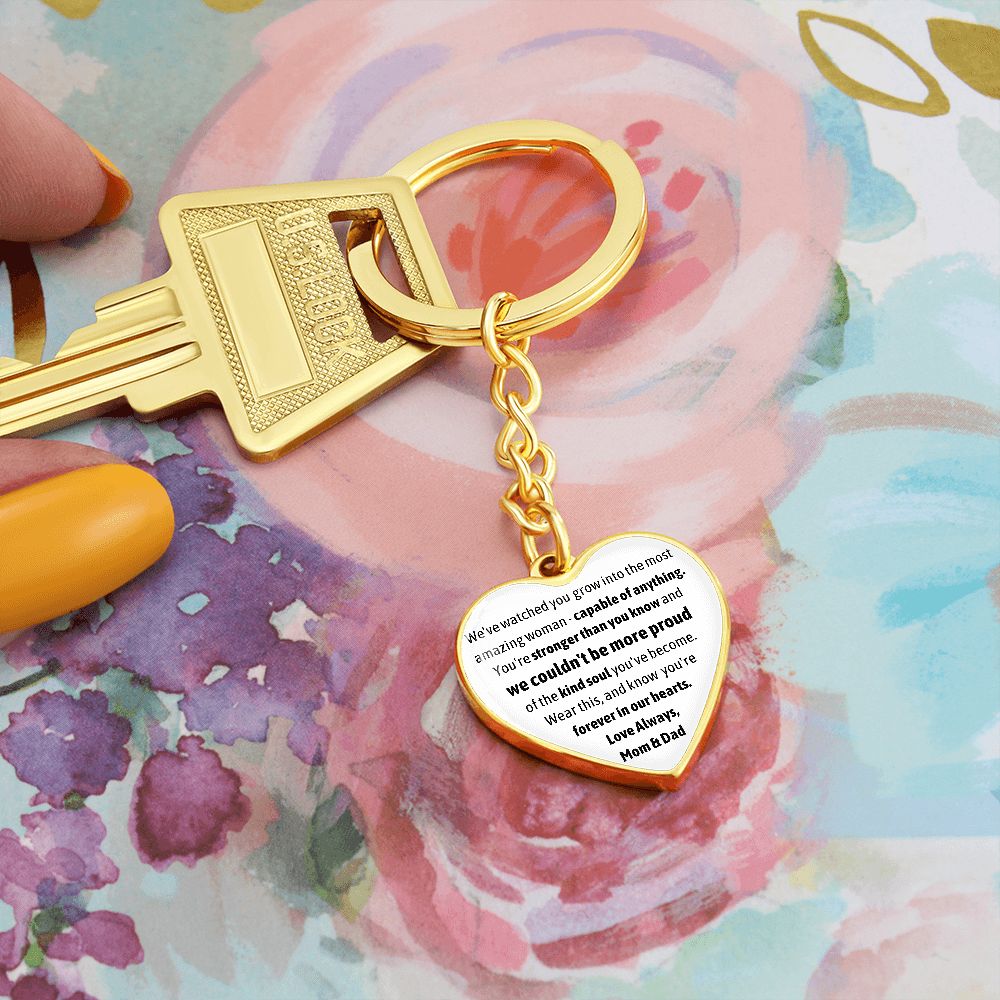 Forever in our hearts - Love Always - Mom & Dad Heart Keychain