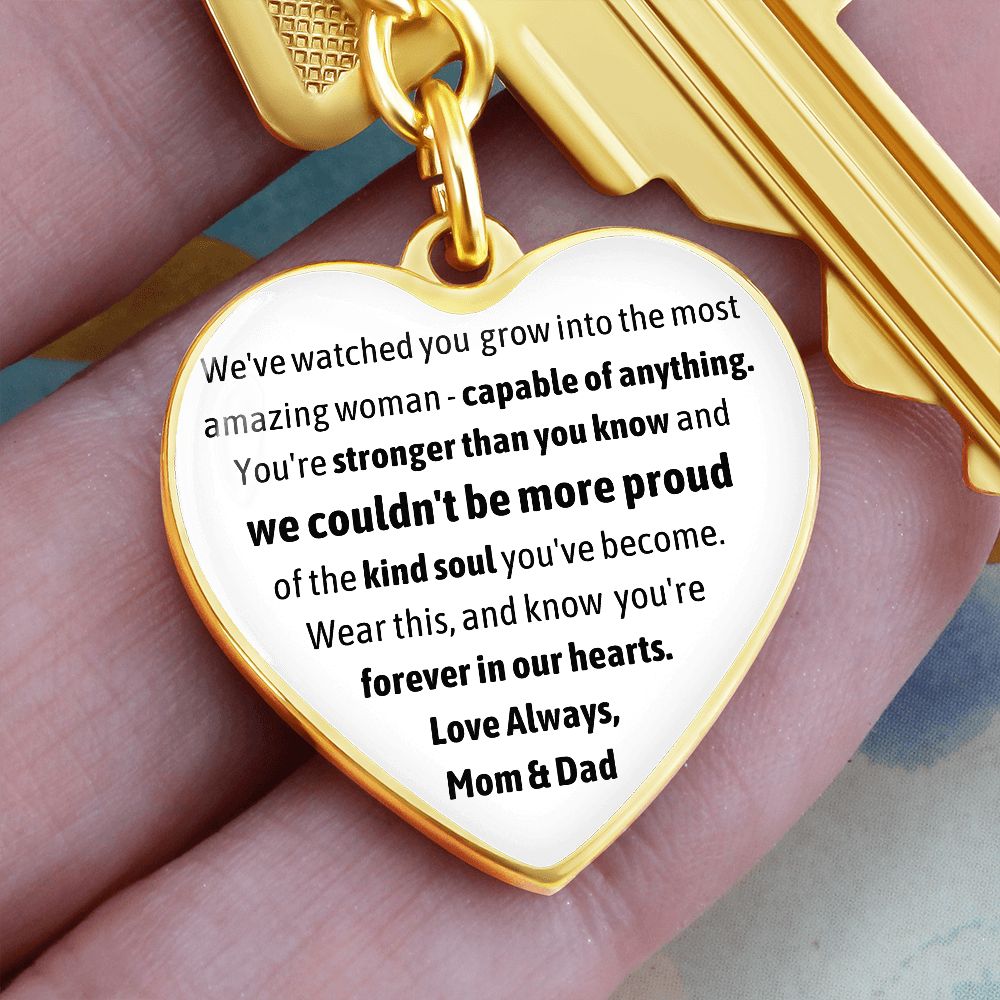 Forever in our hearts - Love Always - Mom & Dad Heart Keychain