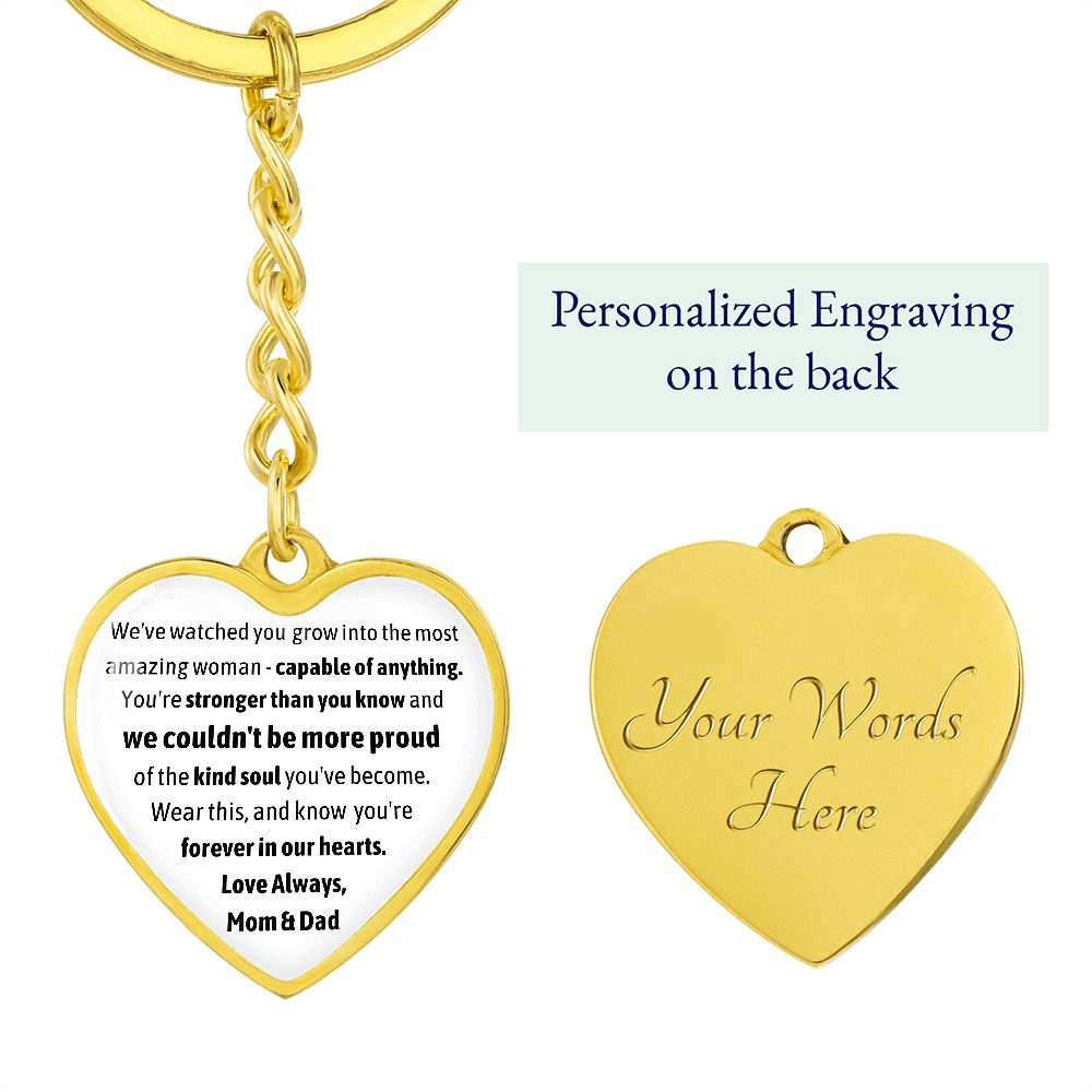 Forever in our hearts - Love Always - Mom & Dad Heart Keychain