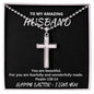 To My Amazing Husband - Happy Easter I Love You - Cross Necklace with Ball Chain