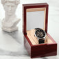 For Dad...Men's Open Work Water Resistant Watch W Genuine Black Leather