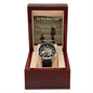 To The Best Dad in The World...Men's Open Work Water Resistant Watch with Genuine Leather Band
