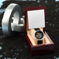 For Dad...Men's Open Work Water Resistant Watch W Genuine Black Leather