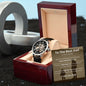 To The Best Dad in The World...Men's Open Work Water Resistant Watch with Genuine Leather Band