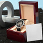 For Dad...Men's Open Work Water Resistant Watch W Genuine Black Leather