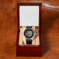 For Dad...Men's Open Work Water Resistant Watch W Genuine Black Leather