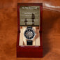 To The Best Dad in The World...Men's Open Work Water Resistant Watch with Genuine Leather Band