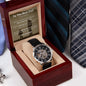 To The Best Dad in The World...Men's Open Work Water Resistant Watch with Genuine Leather Band