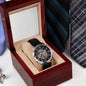 For Dad...Men's Open Work Water Resistant Watch W Genuine Black Leather
