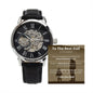 To The Best Dad in The World...Men's Open Work Water Resistant Watch with Genuine Leather Band