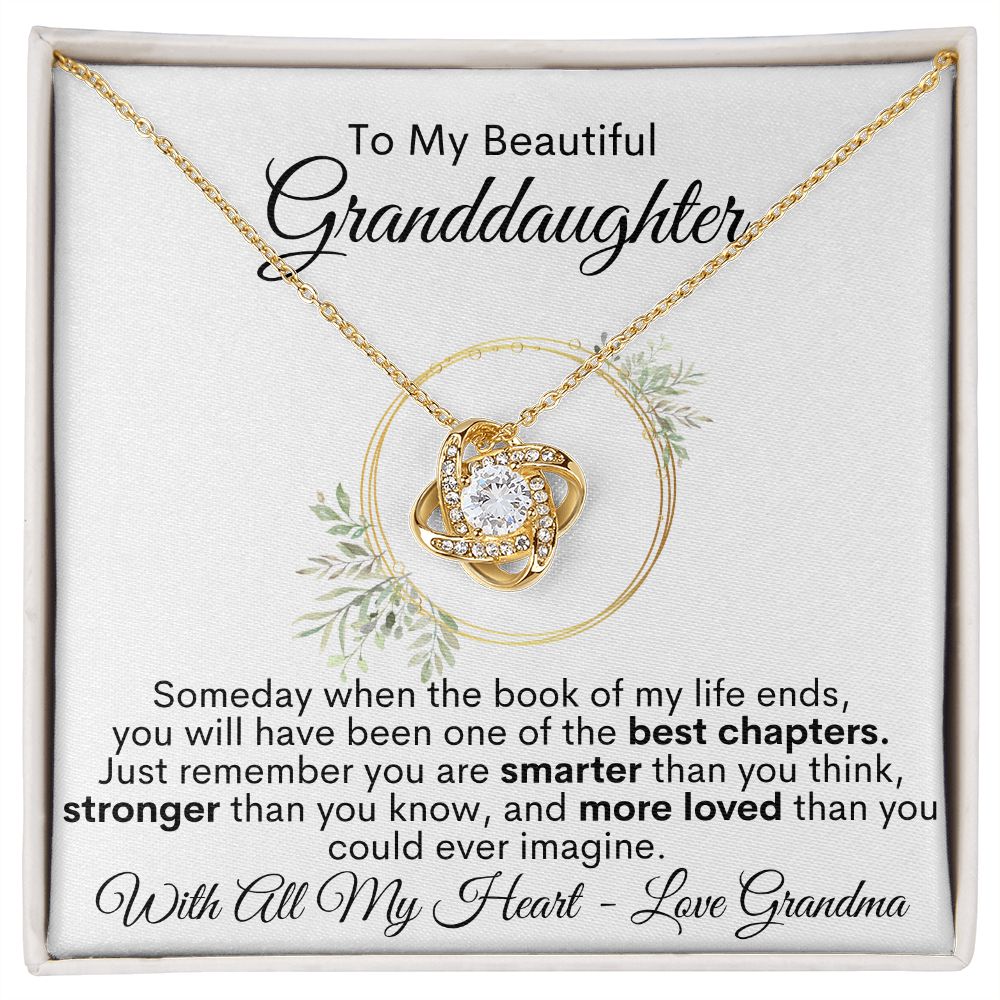 To My Beautiful Granddaughter - With All My Heart, Love Grandma - Love Knot Necklace