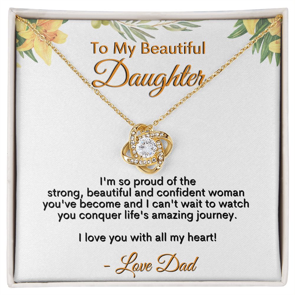 To My Beautiful Daughter - I Love You With All My Heart - Love Dad - Love Knot Necklace