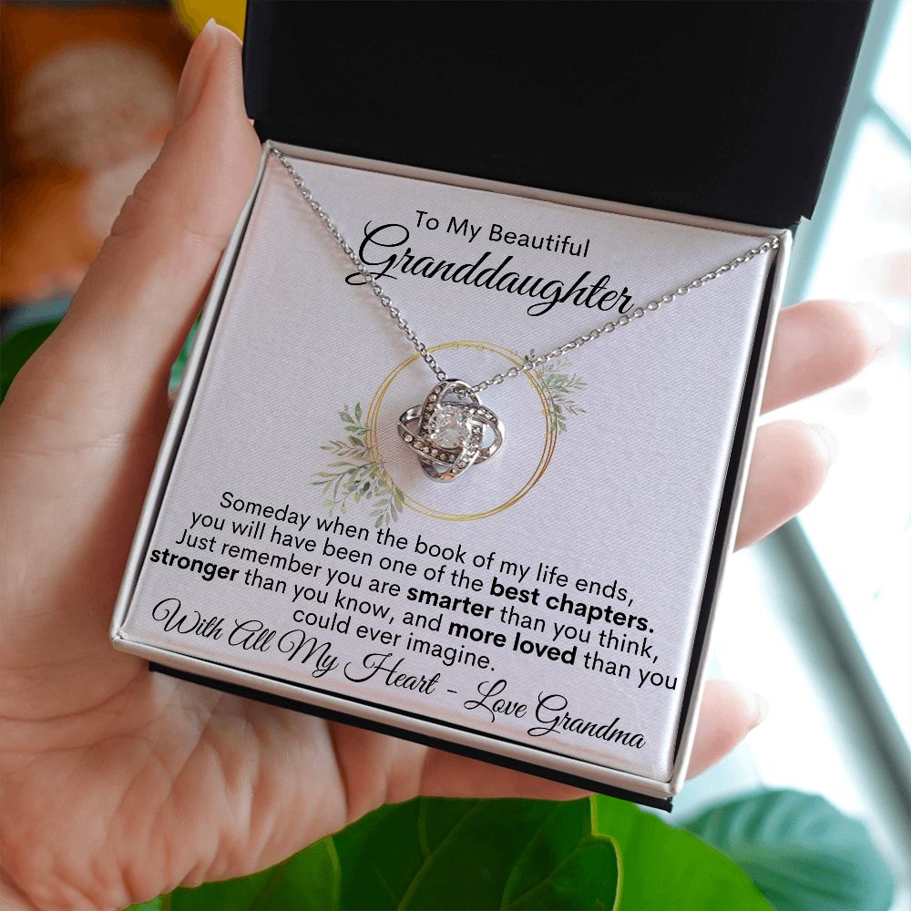 To My Beautiful Granddaughter - With All My Heart, Love Grandma - Love Knot Necklace