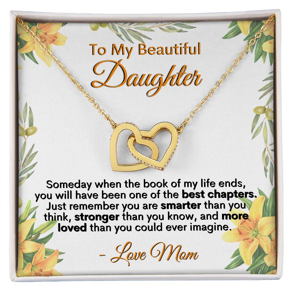 To My Beautiful Daughter - Love Mom - Interlocking Hearts Necklace