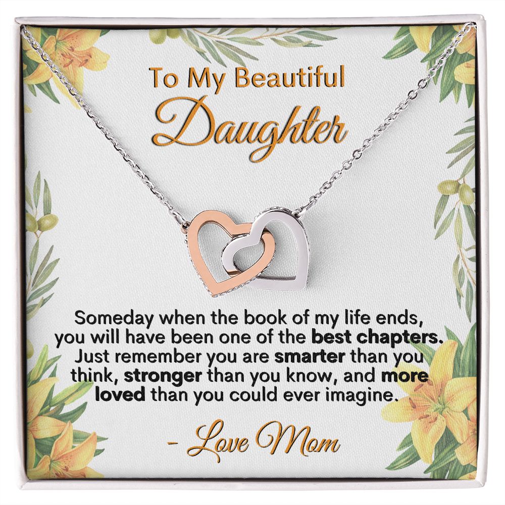 To My Beautiful Daughter - Love Mom - Interlocking Hearts Necklace