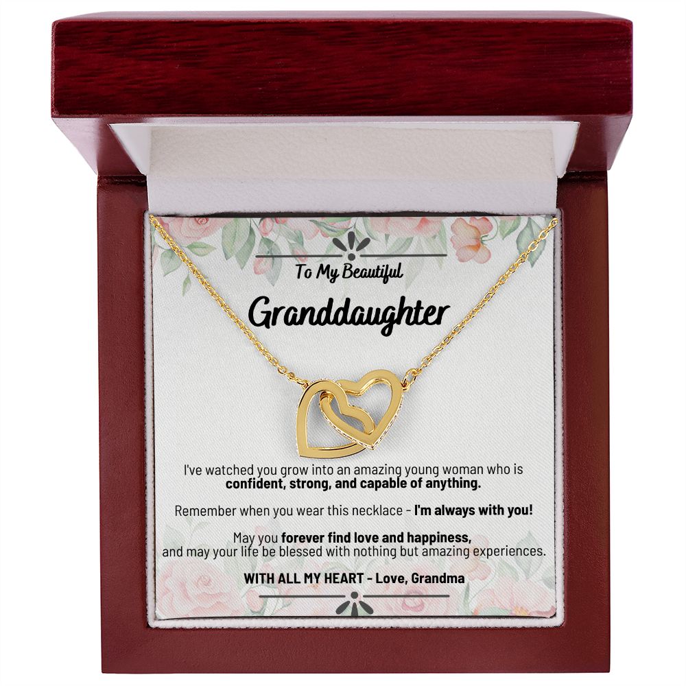 To My Beautiful Granddaughter - Forever Find Love and Happiness - Interlocking Hearts Necklace