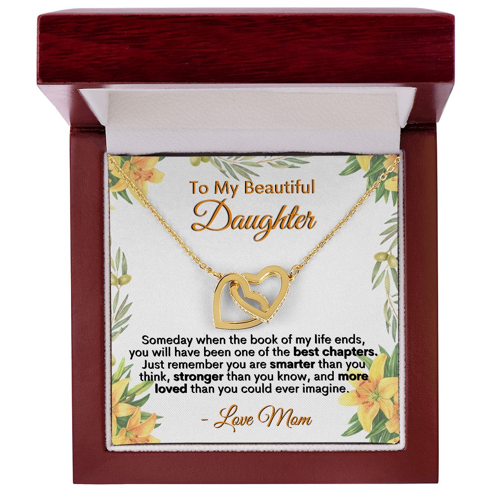 To My Beautiful Daughter - Love Mom - Interlocking Hearts Necklace