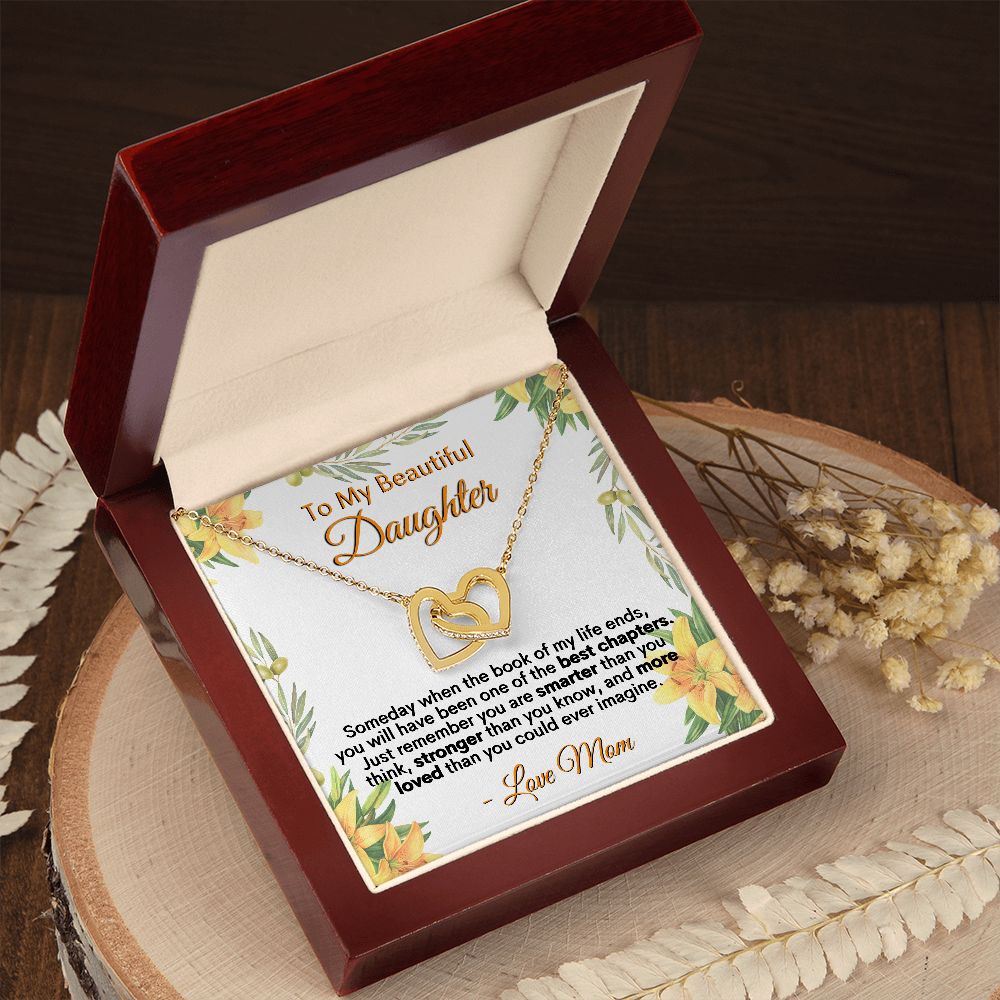 To My Beautiful Daughter - Love Mom - Interlocking Hearts Necklace