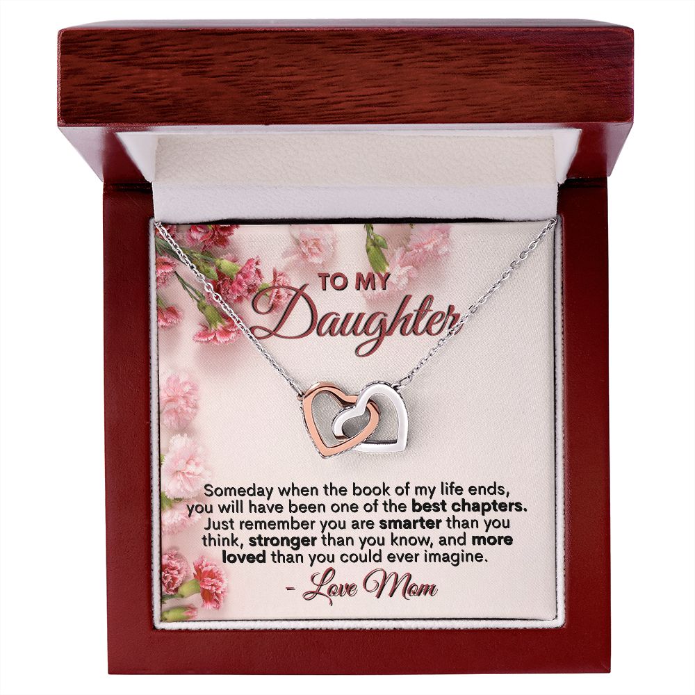 To My Daughter - You're More Loved Than You Could Ever Imagine, Love Mom - Interlocking Hearts Necklace