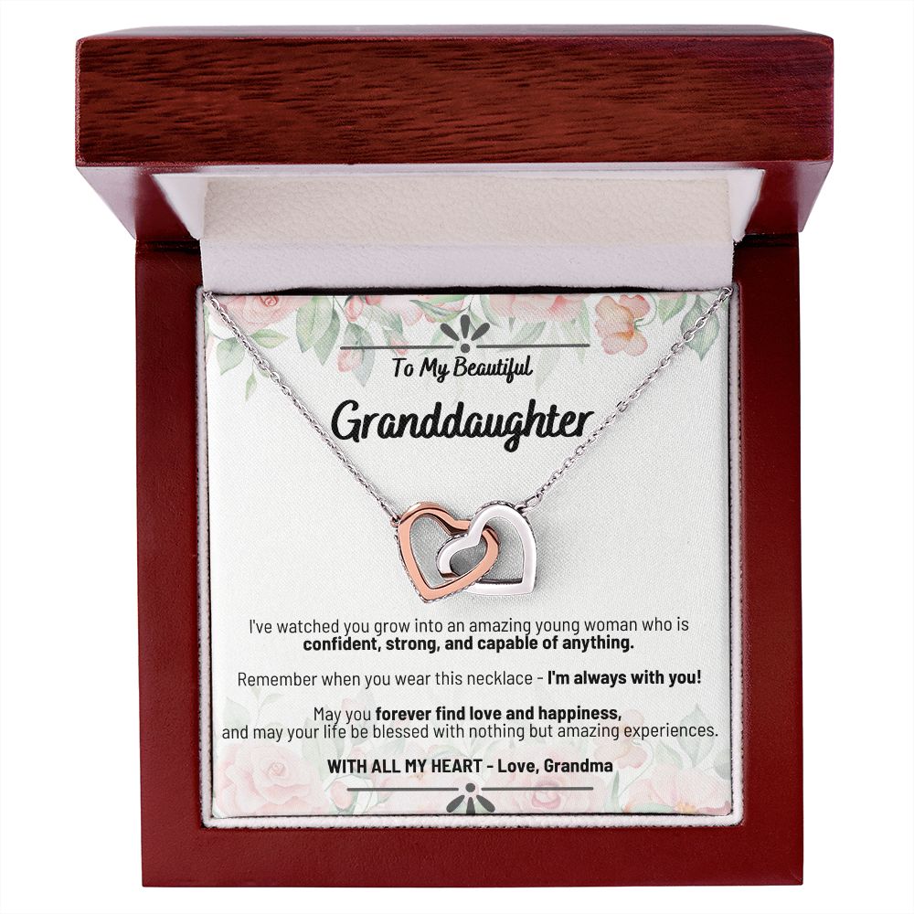 To My Beautiful Granddaughter - Forever Find Love and Happiness - Interlocking Hearts Necklace