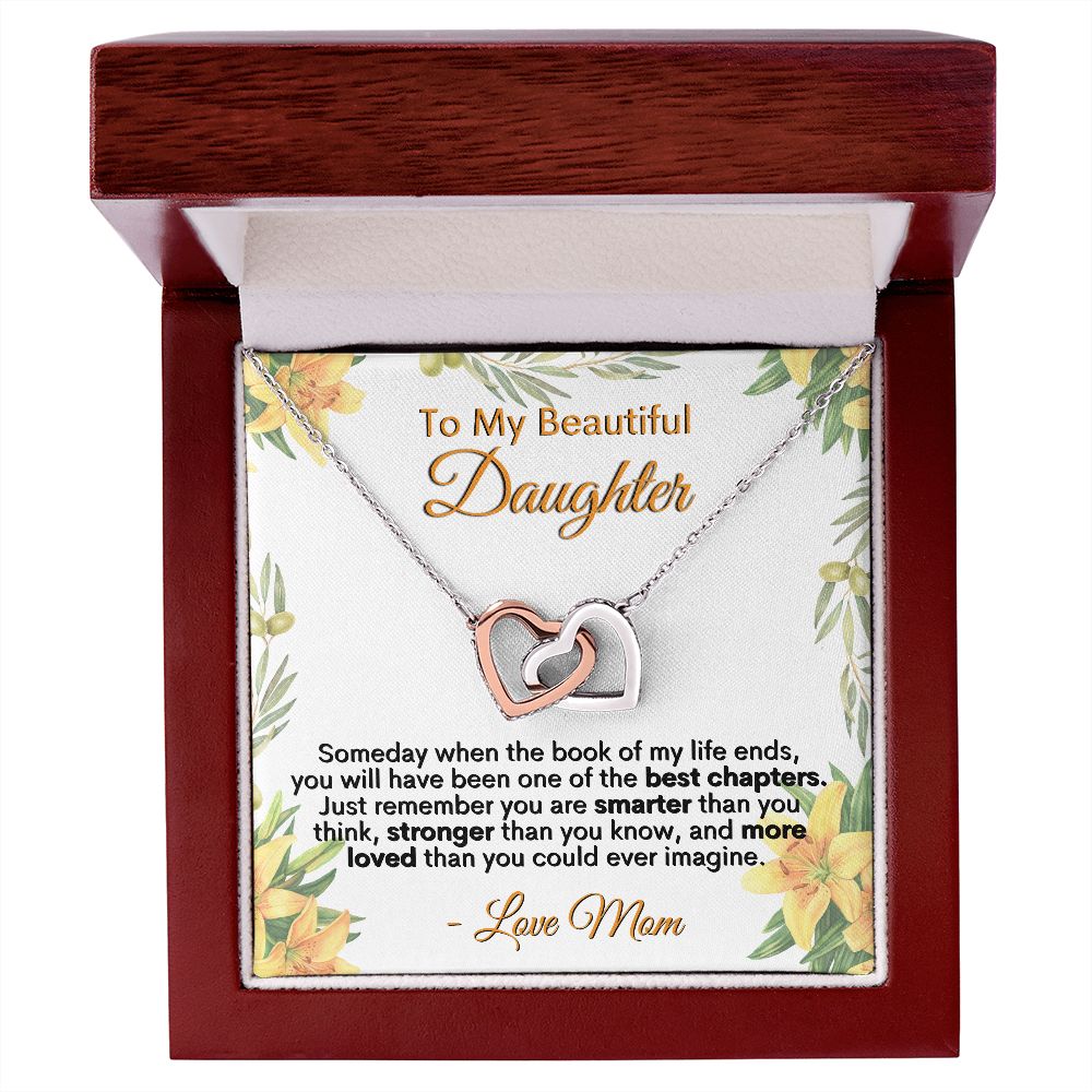 To My Beautiful Daughter - Love Mom - Interlocking Hearts Necklace