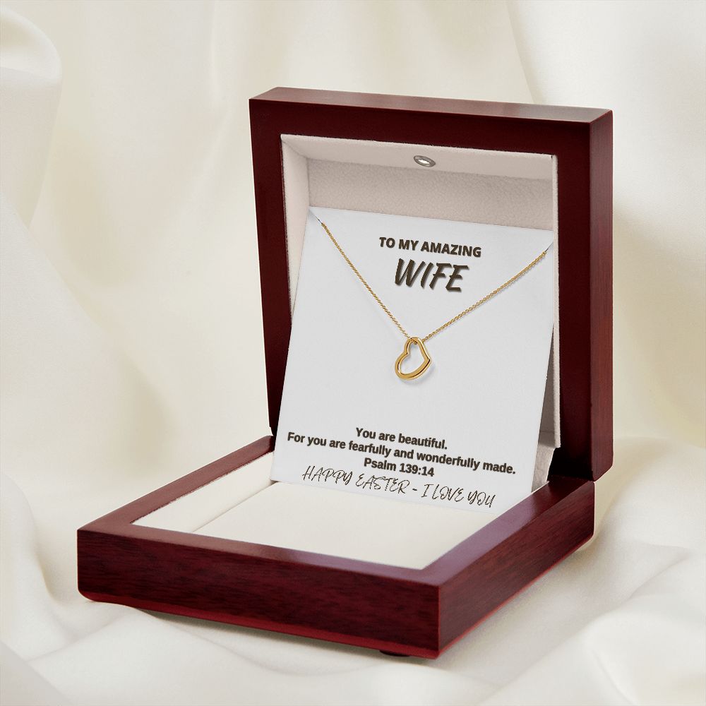 To My Amazing Wife - Happy Easter I Love You - Delicate Heart Necklace