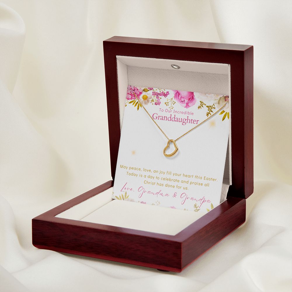 To Our Incredible Granddaughter - Delicate Heart Necklace - Happy Easter Love Grandma & Grandpa