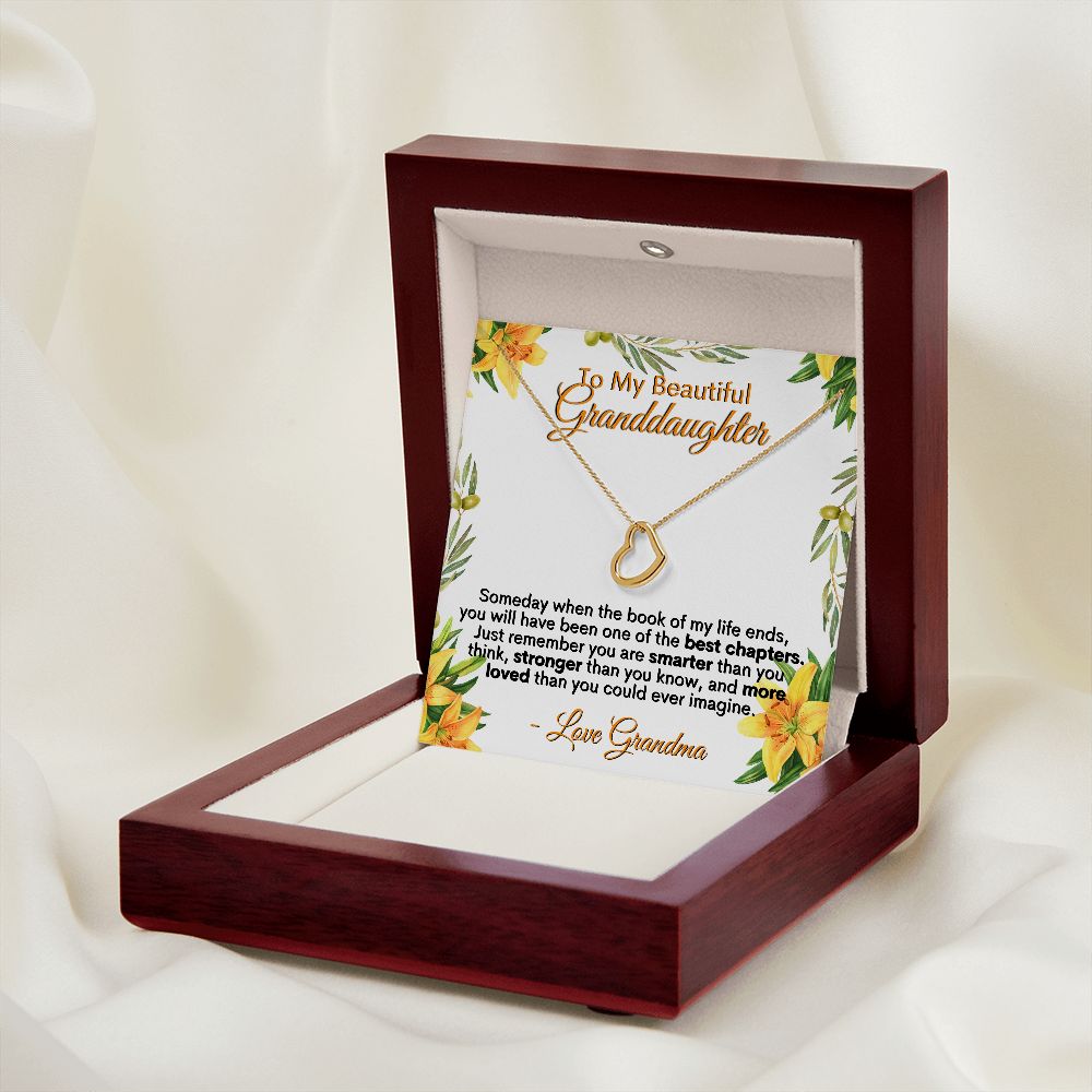 To My Beautiful Granddaughter, Love Grandma - Delicate Heart Necklace