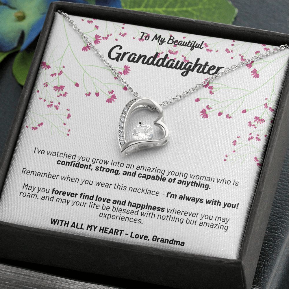 To My Beautiful Granddaughter - I'm Always With You! - Forever Love Necklace