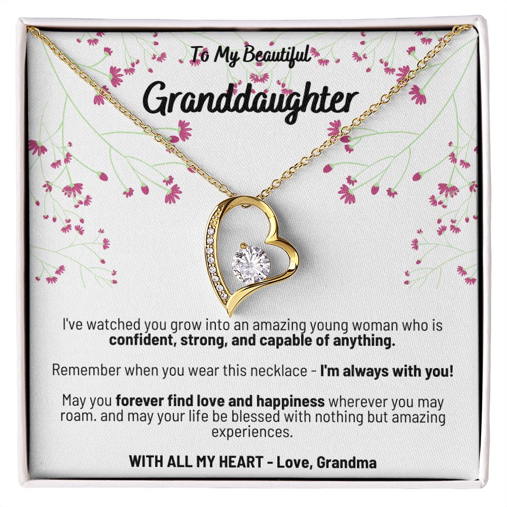 To My Beautiful Granddaughter - I'm Always With You! - Forever Love Necklace