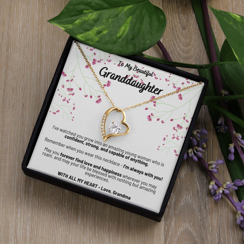 To My Beautiful Granddaughter - I'm Always With You! - Forever Love Necklace