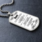 Son - Never Back Down - Love Dad - Military Style Dog Tag Necklace
