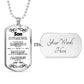 Son - Never Back Down - Love Dad - Military Style Dog Tag Necklace