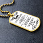 Son - Never Back Down - Love Dad - Military Style Dog Tag Necklace