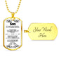 Son - Never Back Down - Love Dad - Military Style Dog Tag Necklace