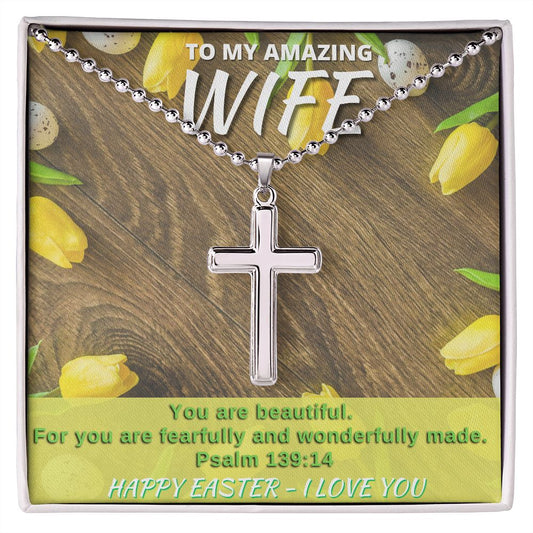 To My Amazing Wife - Happy Easter - Stainless Cross Necklace