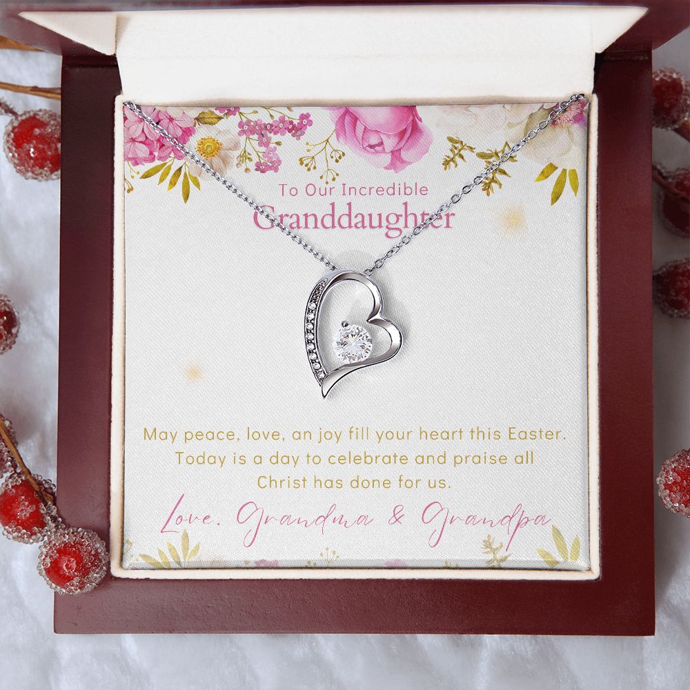 To Our Incredible Granddaughter - Forever Love Necklace - Happy Easter Love Grandma & Grandpa