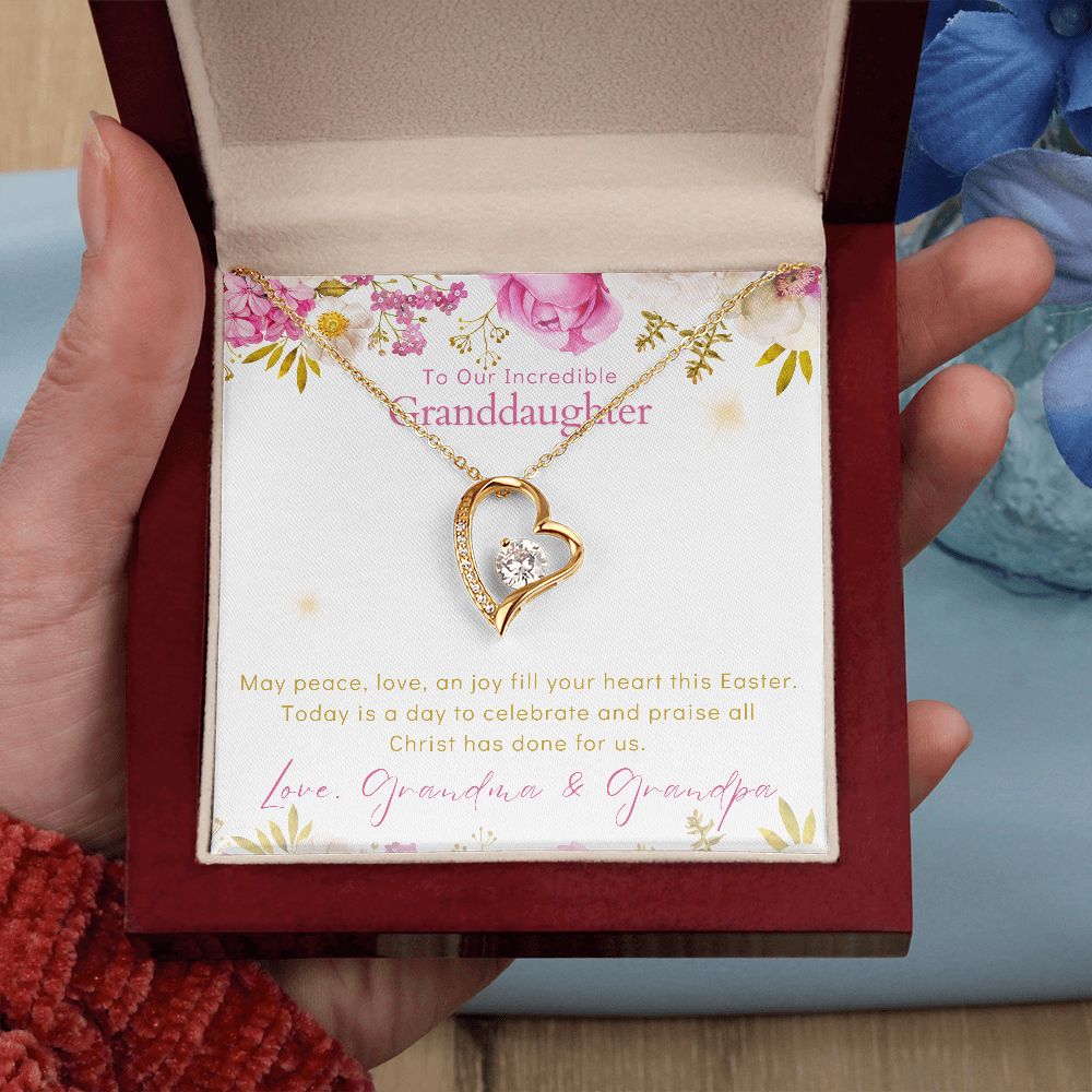 To Our Incredible Granddaughter - Forever Love Necklace - Happy Easter Love Grandma & Grandpa