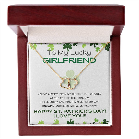 To My Lucky Girlfriend - 10k Gold Everlasting Love St. Patrick's Day Necklace