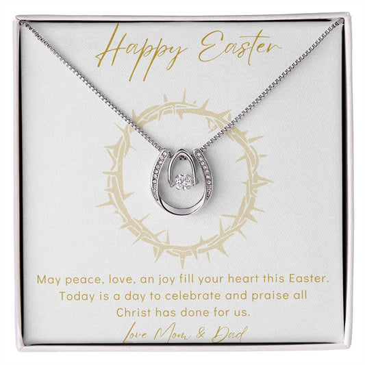 Happy Easter - Lucky in Love Necklace - Love Mom & Dad