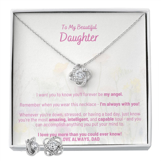 To My Beautiful Daughter - The Love Knot Earring & Necklace Set