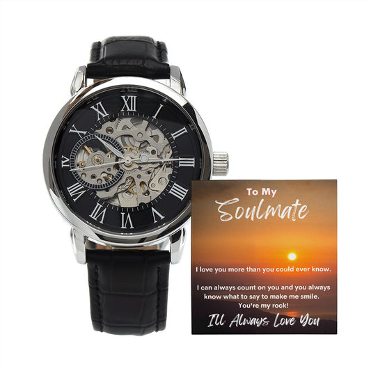 To My Soulmate - You're My Rock! - Men's Openwork Watch