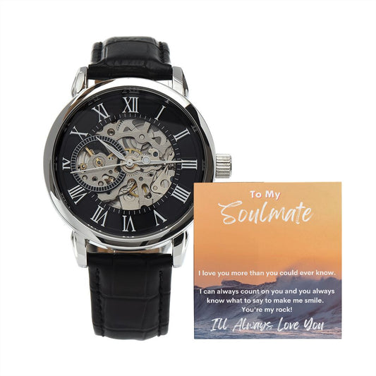To My Soulmate - You're My Rock! - Men's Openwork Watch