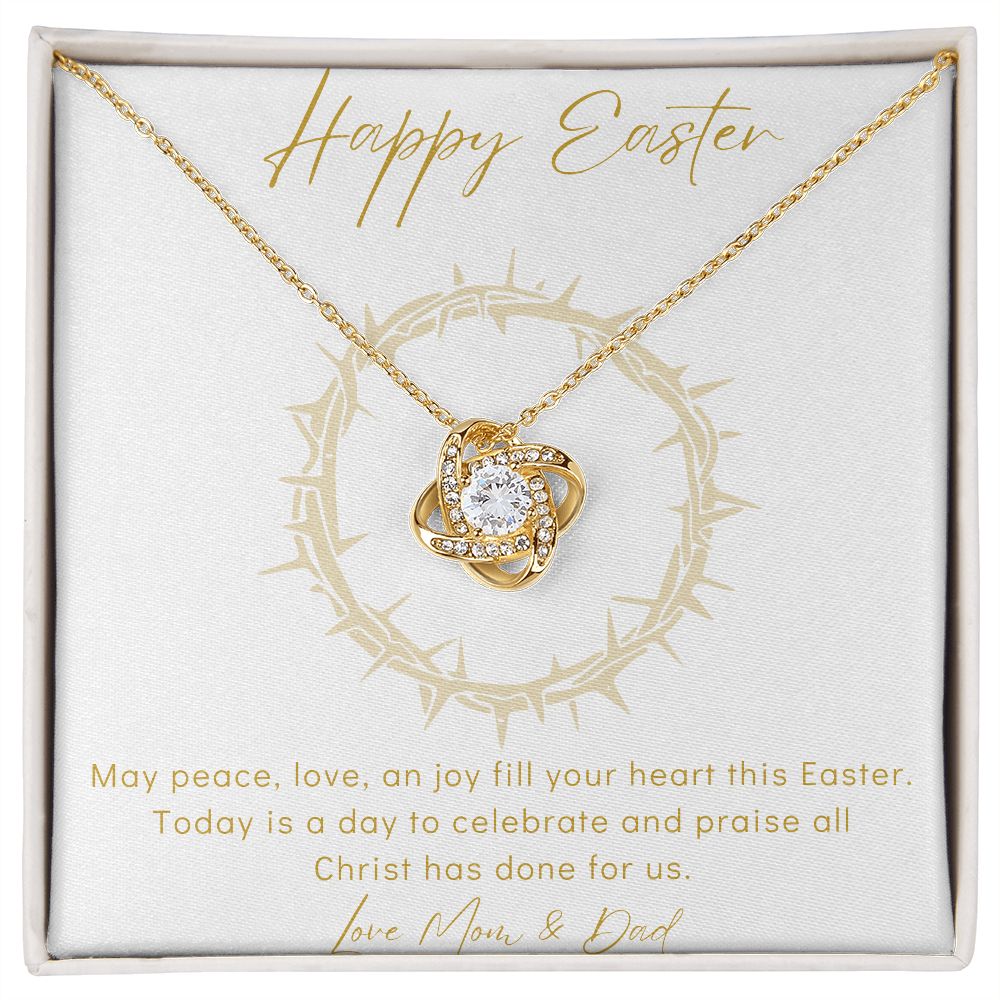 Love Knot Necklace - Happy Easter - Love Mom & Dad