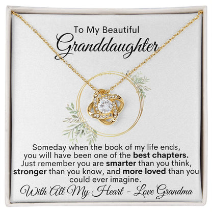To My Beautiful Granddaughter - With All My Heart, Love Grandma - Love Knot Necklace