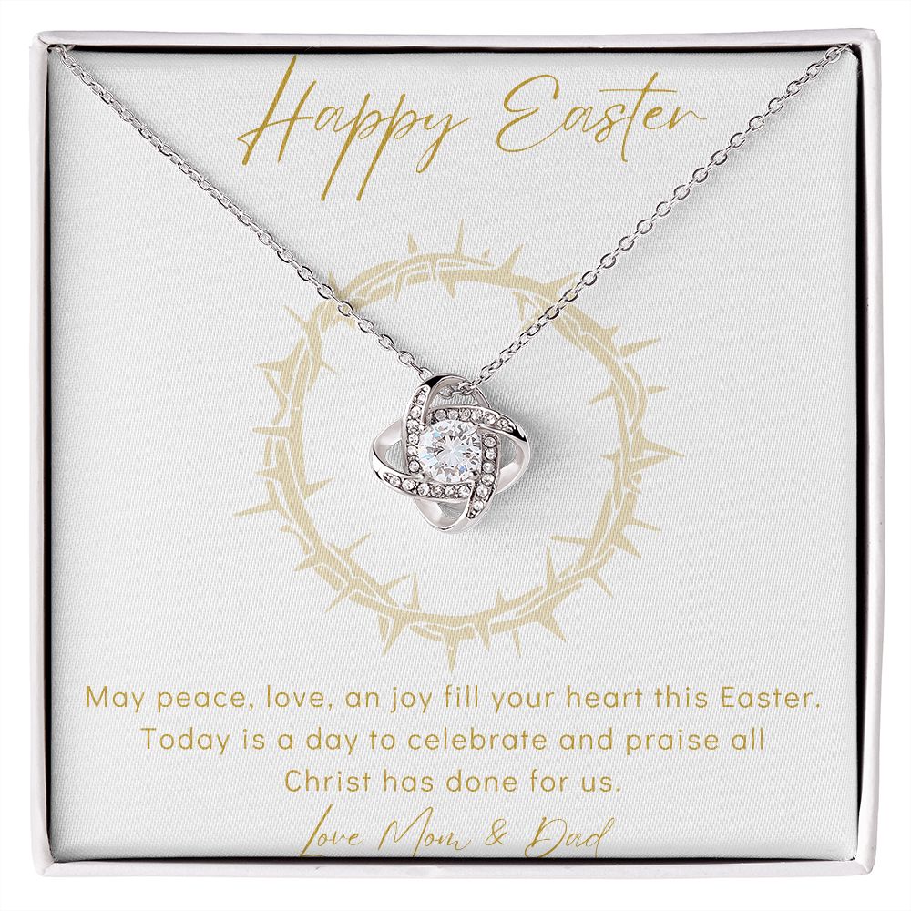 Love Knot Necklace - Happy Easter - Love Mom & Dad