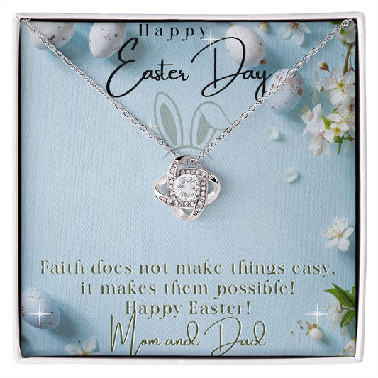 Happy Easter Day - Love Knot Necklace - From Mom & Dad