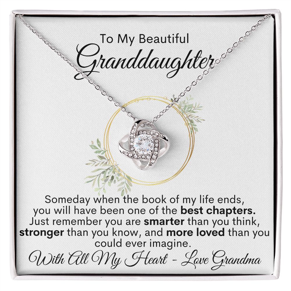 To My Beautiful Granddaughter - With All My Heart, Love Grandma - Love Knot Necklace